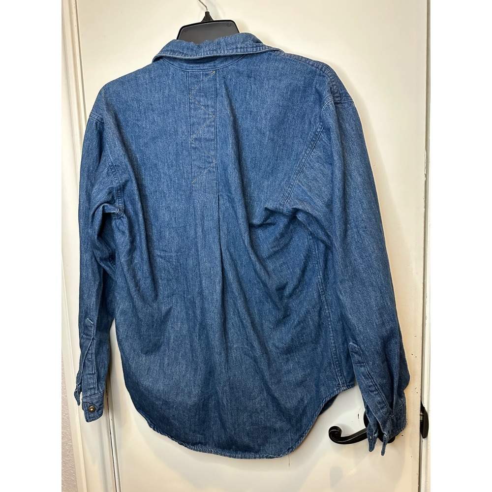 Vintage Woolrich Denim Button Down Shirt Medium Wash Cotton Made in USA Small - Picture 6 of 7